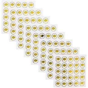 200 Pack Graduation Cap Stickers, Gold Foil Grad Hat Labels for Class of 2025, Self Adhesive Invitation Envelope Seals (1 Inch)