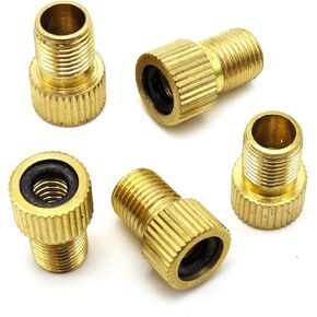 Brass Presta Valve Adapter Bike Tire Inflatable Adapter - Convert Presta Valves to Schrader Valves - Tire Inflated Using Standard Schrader Air Pump or Car Air Compressor (5 Pack)