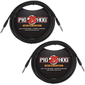 Pig Hog PTRS10 High Performance 1/4" TRS Instrument Cable, 10 Feet (2-Pack)