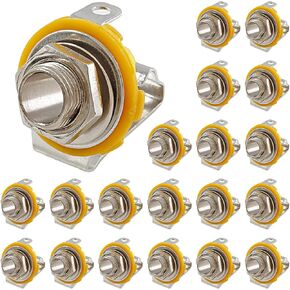 20 PCS 1/4" Mono TS Socket Panel Mount Jacks, 6.35mm Female Jack TS Mono Panel Mount Socket Microphone Socket Female Connector Panel Connector Adapter