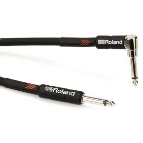 Roland Black Series Instrument Cable, Angled/Angled 1/4-Inch Jack, 1-Foot