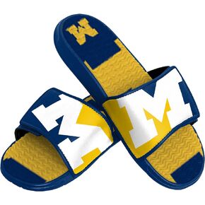 FOCO Michigan Wolverines NCAA Mens Colorblock Big Logo Gel Slides - M