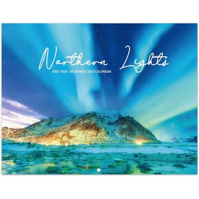 Calendar 2024-2025 - 18 Monthly Wall Calendar, July. 2024 - December. 2025, 8.5" x 11", 2024-2025 Wall Calendar With Unruled Blocks (1.5" x 1.4") + Thick Paper + Julian Date - Northern lights