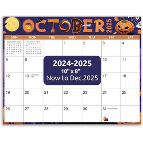 Magnetic Calendar for Refrigerator, 10"x 8" Fridge Calendar Sep.- Dec.2025, Magnet Fridge Calendar 2024-2025 Perfect for Planning and Organizing Your Life (Festival)