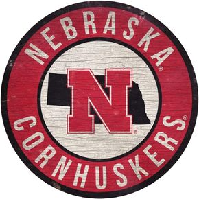 Fan Creations Nebraska Cornhuskers Sign Wood 12 Inch Round State Design