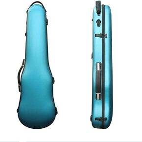 Hard Shell Violin Case 4/4 Full Size Strong Light Carbon Fiber Violin Box Anti-Scratch Scratch Shaped Flight Case Backpackable Travel Violin Case (Black)