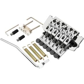 Musiclily Pro 54mm (2-1/8 inch) String Spacing Low Profile Double Locking Tremolo Bridge with 34mm Full Solid Brass Block for Floyd Rose Style Electric Guitar, Chrome