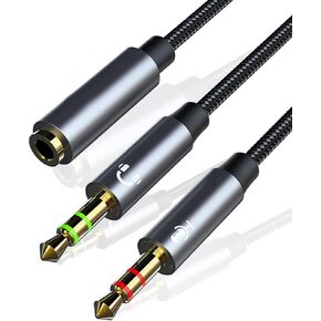 LOL PARTY PC Splitter Cable Replacement for HyperX Cloud II,Alpha,Stinger,Core,Astro A10 A40,Turtle Beach Recon 70,SteelSeries,Sennheiser Game Headphone Y-Adapter 12inch,Black,LOL-3.5-2-MALE-FEMALE-30
