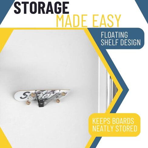 حامل رف مثبت على الحائط على لوح التزلج | عرض سطح السفينة الإبداعية | تخزين Longboard للمنزل أو المرآب | شماعة سكوتر | سهلة التركيب - بما في ذلك الأجهزة. | إطار فولاذي مطلي بمسحوق شديد التحمل | صنع في الولايات المتحدة الأمريكية in Kuwait