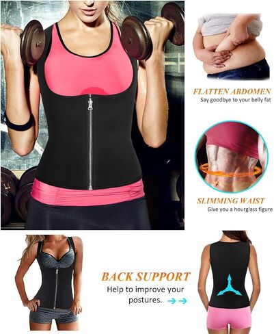 Women Neoprene Sauna Vest Sweat Suit Waist Trainer Corset Body Shaper Zipper Sleeveless Workout Tank Top Shapewear Hot in Kuwait