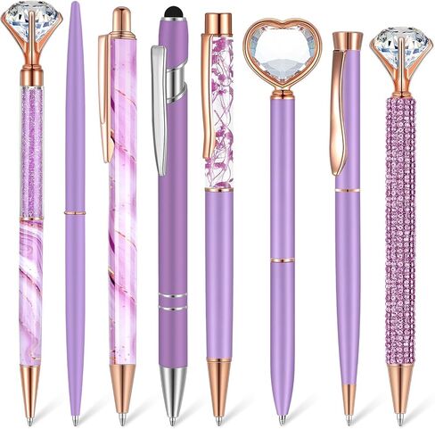 Supervitae 8 Pcs Ballpoint Pen for Women Fancy Black Ink Pens Gifts for Journaling Liquid Sand Glitter Pen Bridal Shower Gifts for Wedding Women Office Desk School Stationery Supplies(Blue) in Kuwait