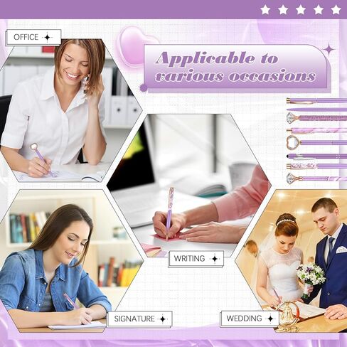 Supervitae 8 Pcs Ballpoint Pen for Women Fancy Black Ink Pens Gifts for Journaling Liquid Sand Glitter Pen Bridal Shower Gifts for Wedding Women Office Desk School Stationery Supplies(Blue) in Kuwait