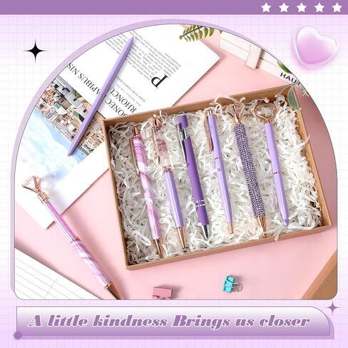 Supervitae 8 Pcs Ballpoint Pen for Women Fancy Black Ink Pens Gifts for Journaling Liquid Sand Glitter Pen Bridal Shower Gifts for Wedding Women Office Desk School Stationery Supplies(Blue) in Kuwait