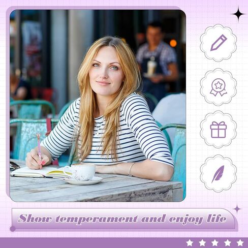 Supervitae 8 Pcs Ballpoint Pen for Women Fancy Black Ink Pens Gifts for Journaling Liquid Sand Glitter Pen Bridal Shower Gifts for Wedding Women Office Desk School Stationery Supplies(Blue) in Kuwait