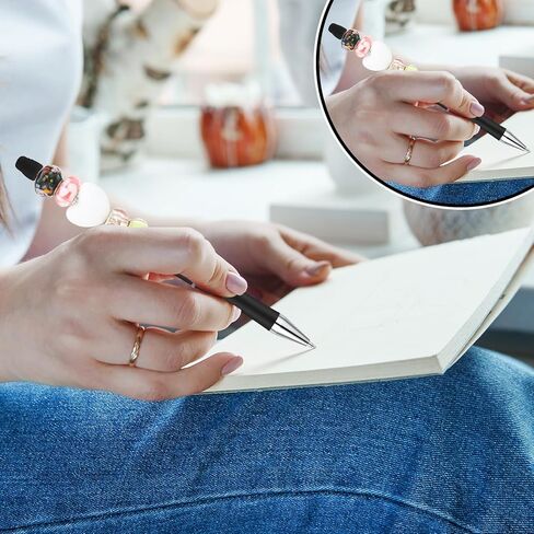 Kosiz 60 Pieces Plastic Beadable Pen Bead Ballpoint Pen Black Ink Beaded Pens for Kids Students Presents Office School Supplies (Black, Pink, Classic) in Kuwait