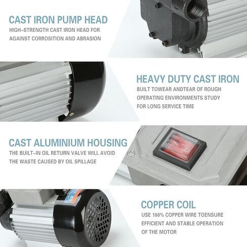 مضخة نقل كهربائية ذاتية التحضير 110 فولت تيار متردد 550 وات، 16GPM 60 لتر/الدقيقة مضخة نقل الزيت وقود الديزل والكيروسين وقود الديزل الحيوي للمركبات ومواقع البناء والمزارع in Kuwait