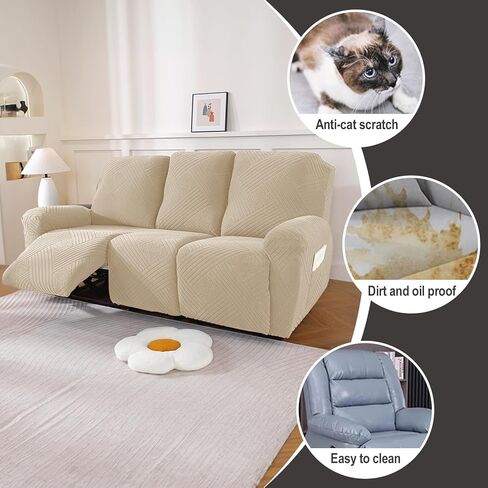 NORTHERN BROTHERS Recliner Chair Covers - 4 Pieces Lazy Boy Recliner Covers That Stay in Place, Reclining Chair Cover Recliner Slipcover, Dark Gray in Kuwait