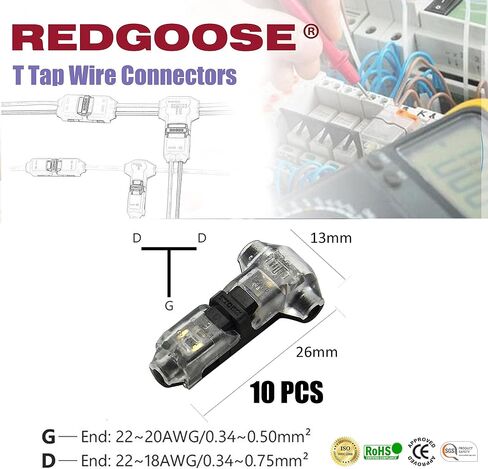 5 عدة موصلات أسلاك T Tap، 24-18 AWG 2Pin 2Way محطة توصيل الأسلاك بدون لحام سريعة للدراجات النارية، سكوتر، سيارة، شاحنة، قوارب والإضاءة in Kuwait