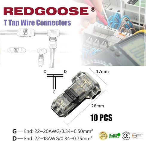 5 Kit T Tap Wire Connectors,24-18 AWG 2Pin 2Way Quick Solderless Wire Splice Terminal for Motorcycle, Scooter, Car, Truck, Boats and Lighting in Saudi Arabia
