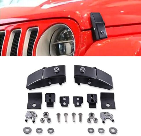 JL Hood Latches for J eep Wrangler Locking Hood Latch Kit Compatible with 2018 2019 2020 2021 2022 2023 J eep Wrangler JL J eep Gladiator Eliminate Hood Flutter Base in Kuwait