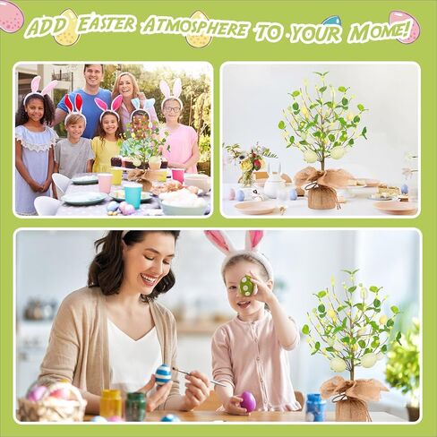 2 حزمة من زينة شجرة بيض عيد الفصح، 18 بوصة ديكور طاولة عيد الفصح مع أضواء LED، زينة منزلية لحفلات عيد الفصح، هدايا ديكور طاولة الزفاف في الربيع والصيف in Kuwait