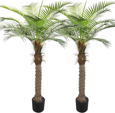 Artificial Trees Artificial ​Palm Tree Artificial Plants for Home Decor Indoors and Outdoors Patio Porch 5.6FT Sago Palm Fake Plants Tall Artificial Plants (2Pack) in Kuwait