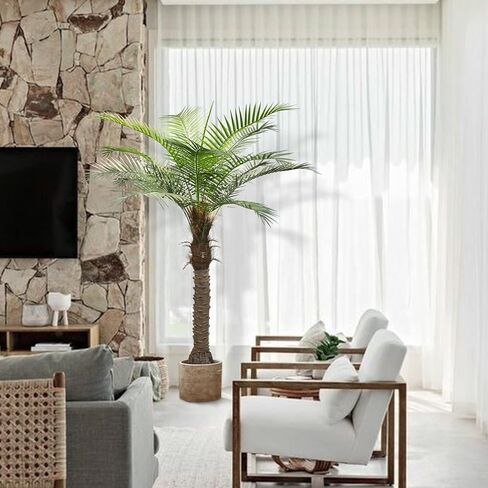 Artificial Trees Artificial ​Palm Tree Artificial Plants for Home Decor Indoors and Outdoors Patio Porch 5.6FT Sago Palm Fake Plants Tall Artificial Plants (2Pack) in Kuwait