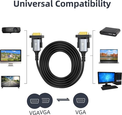 كابل VGA إلى VGA بطول 6 أقدام، وكابل شاشة 15 دبوسًا بدقة 1080 بكسل عالية الدقة مع سلك ذكر إلى ذكر مطلي بالذهب لجهاز الكمبيوتر المحمول وجهاز العرض التلفزيوني [غلاف من الألومنيوم] in Kuwait