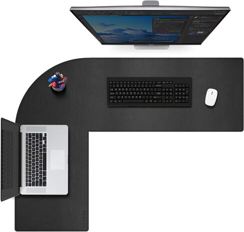 CENNBIE Dual Sided L Shaped Desk Pad,‎‎43.31x51.18x15.75 inches Corner Leather Desk Pad,l Shaped Desk Gaming mat,Waterproof l Shaped Leather Mouse pad,Home Office Accessories Corner Desk Mat(Black) in Saudi Arabia