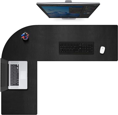 CENNBIE Dual Sided L Shaped Desk Pad,‎‎43.31x51.18x15.75 inches Corner Leather Desk Pad,l Shaped Desk Gaming mat,Waterproof l Shaped Leather Mouse pad,Home Office Accessories Corner Desk Mat(Black) in Saudi Arabia