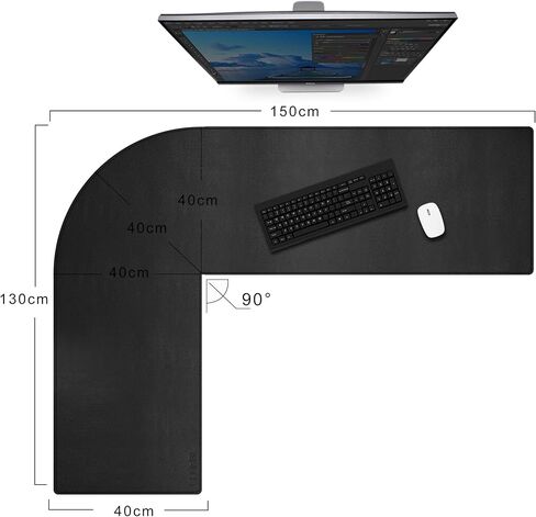 CENNBIE Dual Sided L Shaped Desk Pad,‎‎43.31x51.18x15.75 inches Corner Leather Desk Pad,l Shaped Desk Gaming mat,Waterproof l Shaped Leather Mouse pad,Home Office Accessories Corner Desk Mat(Black) in Saudi Arabia