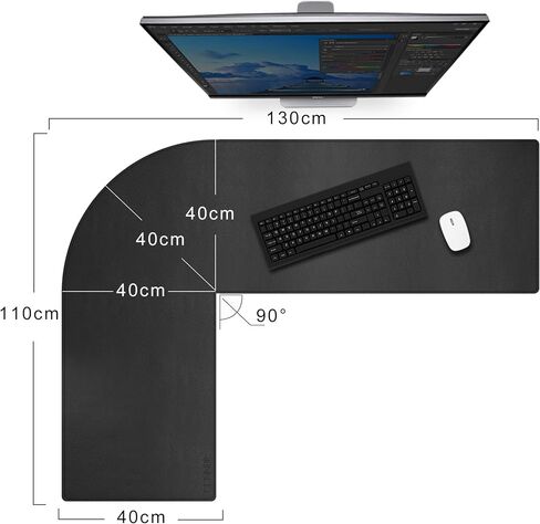 CENNBIE Dual Sided L Shaped Desk Pad,‎‎43.31x51.18x15.75 inches Corner Leather Desk Pad,l Shaped Desk Gaming mat,Waterproof l Shaped Leather Mouse pad,Home Office Accessories Corner Desk Mat(Black) in Saudi Arabia