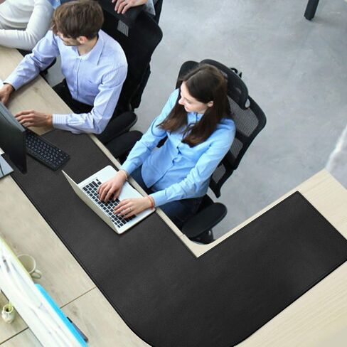 CENNBIE Dual Sided L Shaped Desk Pad,‎‎43.31x51.18x15.75 inches Corner Leather Desk Pad,l Shaped Desk Gaming mat,Waterproof l Shaped Leather Mouse pad,Home Office Accessories Corner Desk Mat(Black) in Saudi Arabia