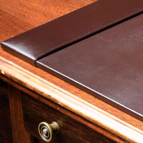 وسادة مكتب جلدية مربوطة من DACASSO مع قضبان جانبية - ورق نشاف مكتبي جلدي فاخر للكتابة (30 × 18، بني) in Kuwait