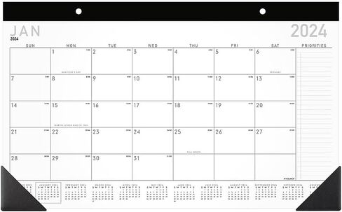تقويم لوحة مكتب شهري معاصر 2024 AT-A-GLANCE مقاس 11 بوصة × 18 بوصة، أبيض/أسود (SK14X-00-23) in Saudi Arabia