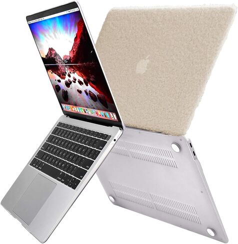متوافق مع حافظة MacBook Air 13 بوصة، إصدار 2018-2020 (A2337 M1 A2179 A1932) مع معرف اللمس و2 واقيات لوحة المفاتيح، غطاء صلب للكمبيوتر المحمول من القطيفة الصناعية (بيج قطيفة) in Saudi Arabia