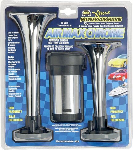 أبواق البوق البلاستيكية السوداء من وولو (402) إير ماكس - 12 فولت، نغمة عالية ومنخفضة in Kuwait