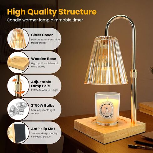 Upgraded Candle Lamp Warmer Includes 4 Light Bulbs, Candle Warmer Lamp with Timer Suitable for Any Scene, Lamp Candle Warmer for Family and Friends, with Creating Candle Lamp Perfect Life. in Saudi Arabia