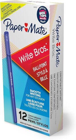 Paper Mate Write Bros Ballpoint Pens, Medium Point (1.0mm), Blue, 12 Count (3311131) in Saudi Arabia