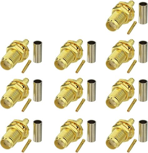 Eightwood 10pcs SMA Male Crimp RF Connector Gold-Plating for RG316 RG174 Cable in Kuwait