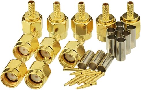 Eightwood 10pcs SMA Male Crimp RF Connector Gold-Plating for RG316 RG174 Cable in Kuwait