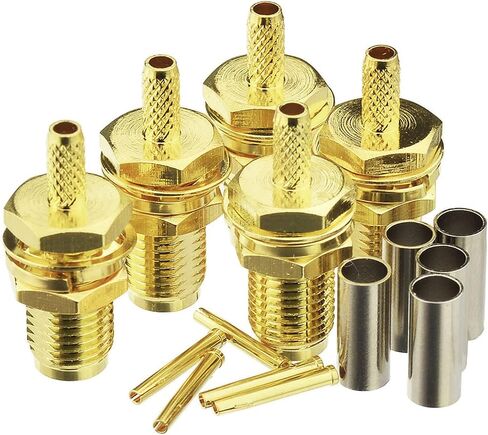 Eightwood 10pcs SMA Male Crimp RF Connector Gold-Plating for RG316 RG174 Cable in Kuwait