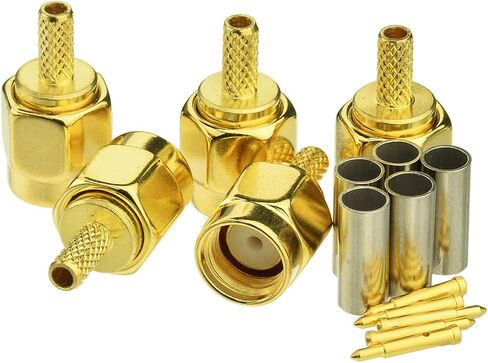 Eightwood 10pcs SMA Male Crimp RF Connector Gold-Plating for RG316 RG174 Cable in Kuwait