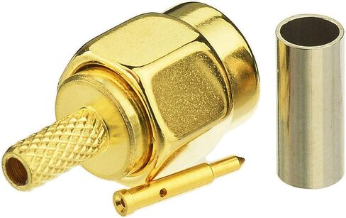 Eightwood 10pcs SMA Male Crimp RF Connector Gold-Plating for RG316 RG174 Cable in Kuwait
