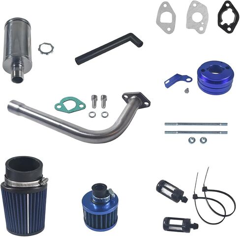 ترقية المكربن ​​محول العادم الأنابيب الخمار جيت المرحلة 2 عدة لغير هيمي المفترس 212cc 196cc 6.5Hp GX160 GX200 KT196 CT200U BT200X لBaja MB200 Mini Bike Go Kart Performance Parts (أزرق) in Saudi Arabia