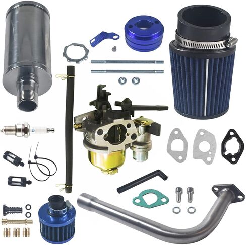 ترقية المكربن ​​محول العادم الأنابيب الخمار جيت المرحلة 2 عدة لغير هيمي المفترس 212cc 196cc 6.5Hp GX160 GX200 KT196 CT200U BT200X لBaja MB200 Mini Bike Go Kart Performance Parts (أزرق) in Saudi Arabia