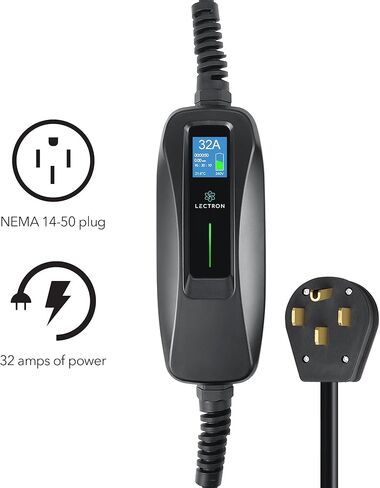 شاحن ليكترون 40 أمبير المستوى 2 EV - 240 فولت، 40 أمبير، 9.6 كيلو واط، سلك تمديد 15 قدم وكابل J1772 - شاحن سيارة كهربائي محمول لـ J1772 EVs مع قابس NEMA 14-50 in Kuwait