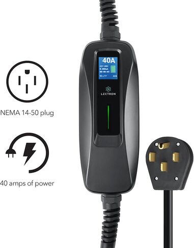 Lectron NEMA 14-50 Level 2 EV Charger - 240V 32 Amp with 15ft Extension Cord & J1772 Cable - for J1772 Evs in Saudi Arabia