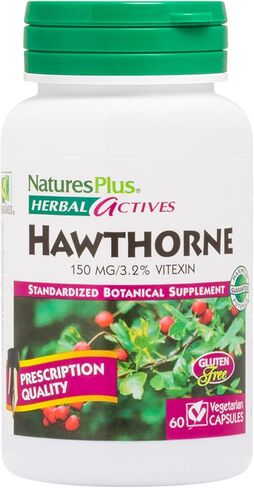 NaturesPlus Herbal Actives Hawthorne 150 mg - 60 كبسولة نباتية - يدعم صحة القلب - خالي من الغلوتين - 60 وجبة in Kuwait