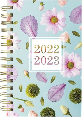 Rediform Blueline Essential Academic Daily/Monthly Planner, August 2022 to July 2023, Gold Twin-Wire Binding, Poly Cover, 8" x 5", Spring Design, Blue (CA214PG.01-23) in Saudi Arabia